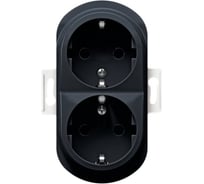 Розетка с заземлением двойная Aling-conel EON МЕХАНИЗМ 16A 250V чёрная soft touch /арт. / E604.E1