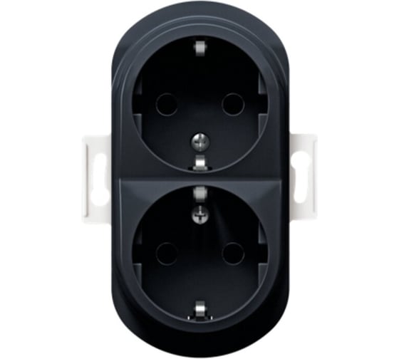 Розетка с заземлением двойная Aling-conel EON МЕХАНИЗМ 16A 250V чёрная soft touch /арт. / E604.E1 1