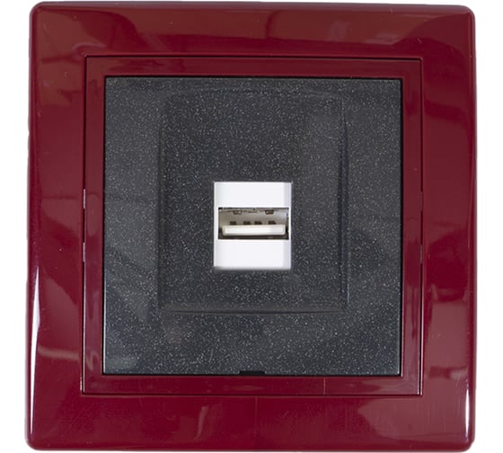 Розетка USB Aling-Conel PRESTIGE тип А, с Keystone модулем, бордо-бордо-графит 6162.332 1