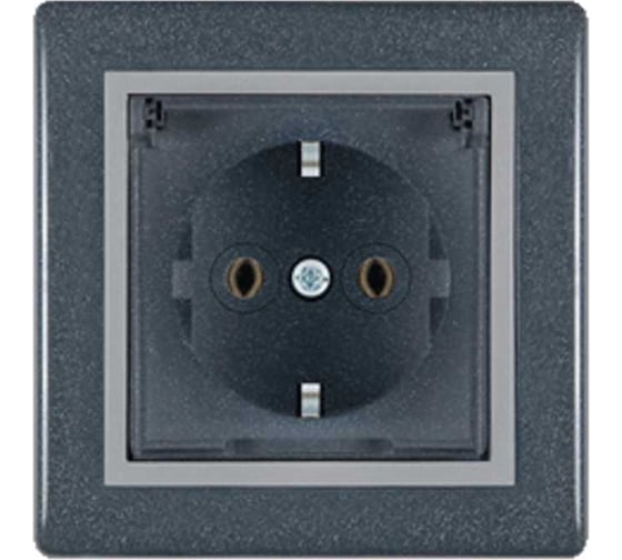 Розетка Aling-conel PRESTIGE с заземлением с крышкой 16A 250V графит-серый-графит /арт. / 633.212