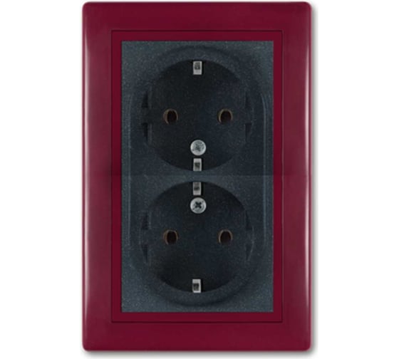 Розетка Aling-conel PRESTIGE с заземлением двойная 16A 250V бордо-графит-бордо /арт. / 604.32
