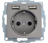 Розетка 16а c 2 usb a+a Systeme Electric Atlasdesign сталь, 5в/2,4 а, 2x5в/1,2 а ATN000930