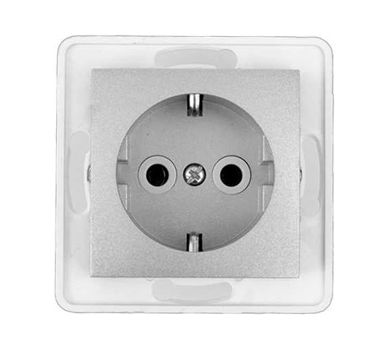 Розетка Aling-conel PRESTIGE /набор 10 шт./ с заземлением МЕХАНИЗМ 16A 250V серебряная /арт. / 6030.S Н10