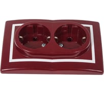 Розетка Aling-conel PRESTIGE с заземлением двойная 16A 250V бордо-белый-бордо /арт. / 604.30