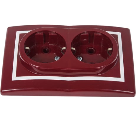 Розетка Aling-conel PRESTIGE с заземлением двойная 16A 250V бордо-белый-бордо /арт. / 604.30