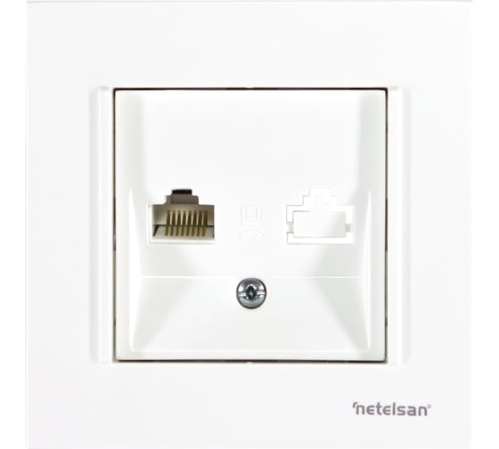 Розетка компьютерная встраиваемая Netelsan RJ45 UTP cat 5e, цвет белый M.U.DAT.30000