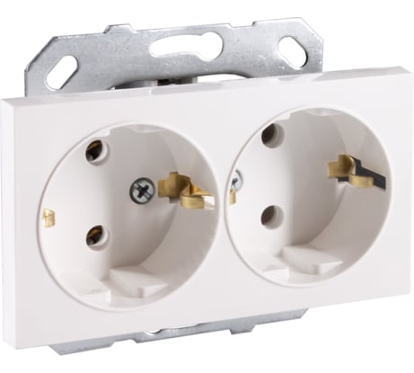 Розетка двойная встраиваемая Netelsan с заземлением, цвет белый M.U.PRZ.10400