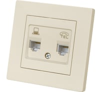 Розетка телефонная rj11 + компьютерная rj45 TDM ELECTRIC слоновая кость "сенеж" SQ1816-0148