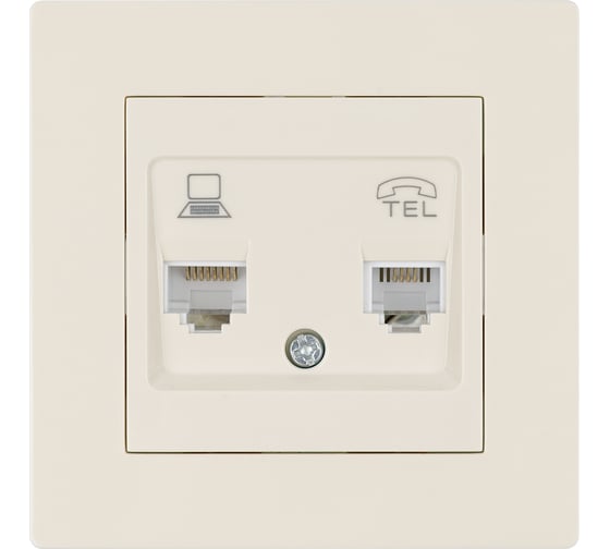 Розетка телефонная rj11 + компьютерная rj45 TDM ELECTRIC слоновая кость "сенеж" SQ1816-0148