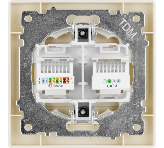 Розетка телефонная rj11 + компьютерная rj45 TDM ELECTRIC слоновая кость "сенеж" SQ1816-0148