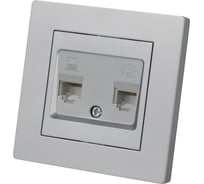 Розетка телефонная rj11 + компьютерная rj45 TDM ELECTRIC серебр. металлик "сенеж" SQ1816-0248
