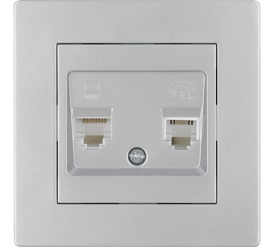 Розетка телефонная rj11 + компьютерная rj45 TDM ELECTRIC серебр. металлик "сенеж" SQ1816-0248