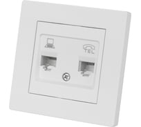 Розетка телефонная rj11 + компьютерная rj45 TDM ELECTRIC белая "сенеж" SQ1816-0048