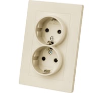 Розетка двойная TDM ELECTRIC 2п+з 16А 250В с защитными шторками слоновая кость "сенеж" SQ1816-0137