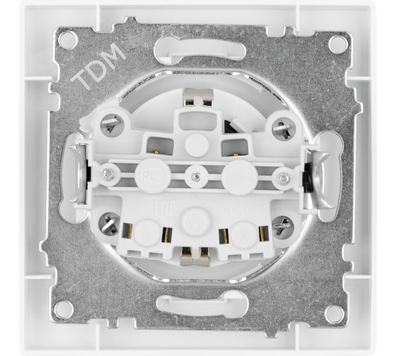 Розетка TDM ELECTRIC 2п+з 16А 250В с защитными шторками белая "сенеж" SQ1816-0033