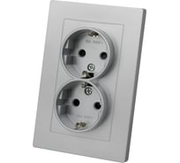 Розетка двойная TDM ELECTRIC 2п+з 16А 250В с защитными шторками серебр. металлик "сенеж" SQ1816-0237