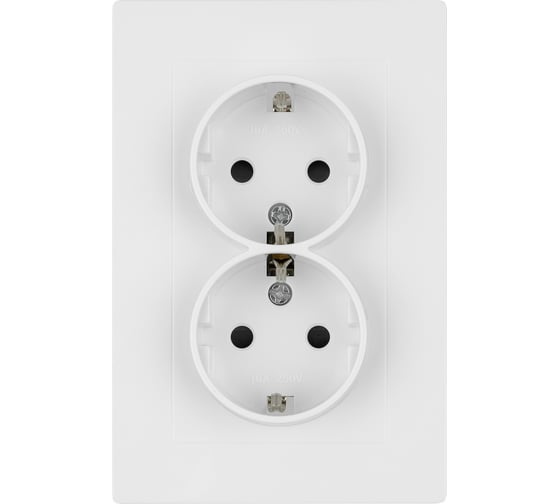 Розетка двойная TDM ELECTRIC 2п+з 16А 250В с защитными шторками белая "сенеж" SQ1816-0037