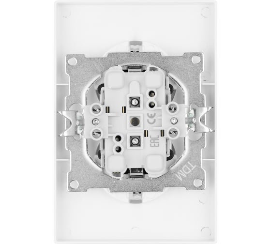 Розетка двойная TDM ELECTRIC 2п+з 16А 250В с защитными шторками белая "сенеж" SQ1816-0037