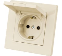 Розетка TDM ELECTRIC 2п+з 16А 250В ip44 с защитными шторками с крышкой слоновая кость "сенеж" SQ1816-0139