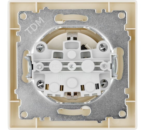Розетка TDM ELECTRIC 2п+з 16А 250В ip44 с защитными шторками с крышкой слоновая кость "сенеж" SQ1816-0139