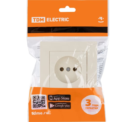 Розетка TDM ELECTRIC 2п 10А 250В слоновая кость "сенеж" SQ1816-0130