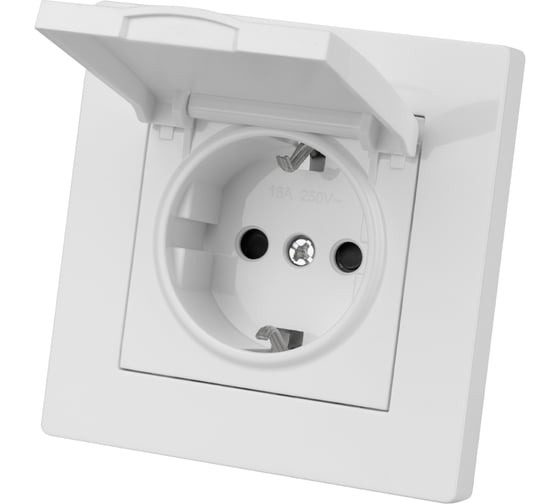 Розетка TDM ELECTRIC 2п+з 16А 250В ip44 с защитными шторками с крышкой белая "сенеж" SQ1816-0039 1