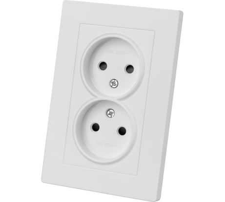Розетка двойная TDM ELECTRIC 2п 10А 250В с защитными шторками белая "сенеж" SQ1816-0035