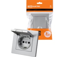 Розетка TDM ELECTRIC 2п+з 16А 250В ip44 с защитными шторками с крышкой серебр. металлик "сенеж" SQ1816-0239