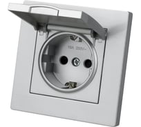 Розетка TDM ELECTRIC 2п+з 16А 250В ip44 с защитными шторками с крышкой серебр. металлик "сенеж" SQ1816-0239