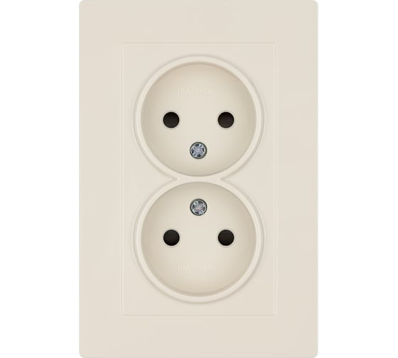 Розетка двойная TDM ELECTRIC 2п 10А 250В с защитными шторками слоновая кость "сенеж" SQ1816-0135