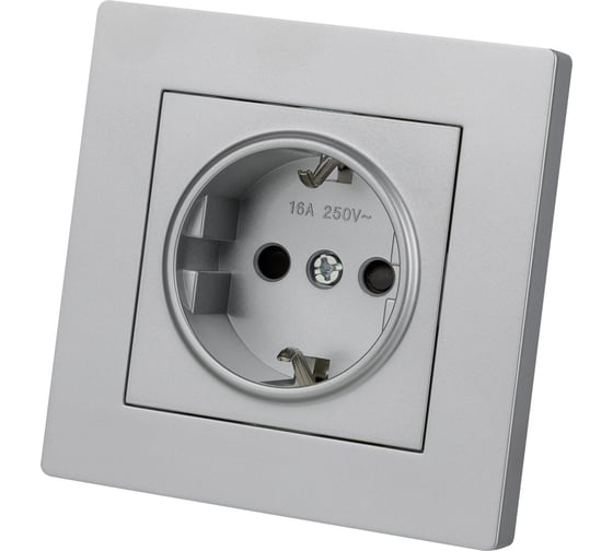 Розетка TDM ELECTRIC 2п+з 16А 250В с защитными шторками серебр. металлик "сенеж" SQ1816-0233