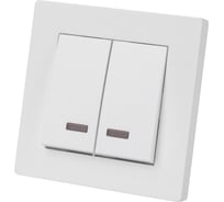 Выключатель 2-х клавишный TDM с подсветкой 10А белый "сенеж" SQ1816-0014