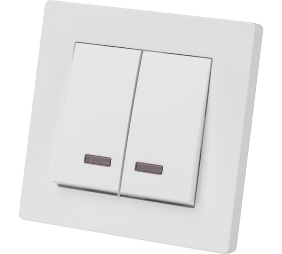 Выключатель 2-х клавишный TDM с подсветкой 10А белый "сенеж" SQ1816-0014 1