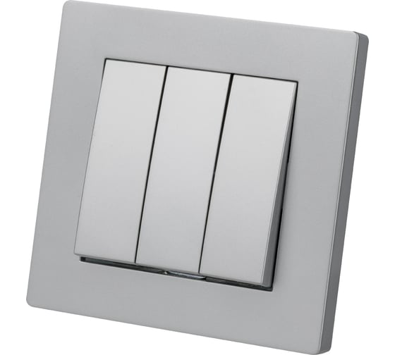 Выключатель 3-х клавишный TDM 10А серебр. металлик "сенеж" SQ1816-0212 1