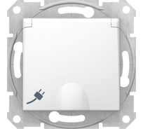 Механизм розетки Systeme Electric 1-м Sedna с заземлением, защитные шторки, с крышкой, белая SchE SDN3100121