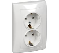 Розетка Schneider Electric 2-м СП Sedna с заземлением, без защитных шторок, белая SchE SDN3000621