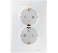 Розетка Systeme Electric 2-м СП Sedna с заземлением, защитные шторки, белая SchE SDN3000721