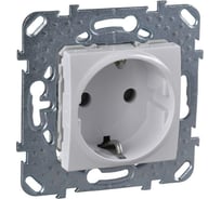 Механизм розетки Schneider Electric 1-м UNICA с заземлением, защитные шторки, белая SchE MGU5.037.18ZD