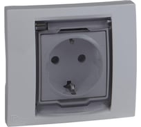 Розетка Schneider Electric 1-м UNICA с заземлением, защитные шторки, с крышкой, IP44 белая SchE MGU61.037.18