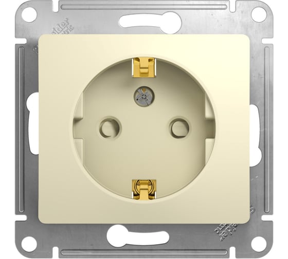Механизм розетки Systeme Electric 1-м GLOSSA с заземлением, защитные шторки, бежевый SchE GSL000245