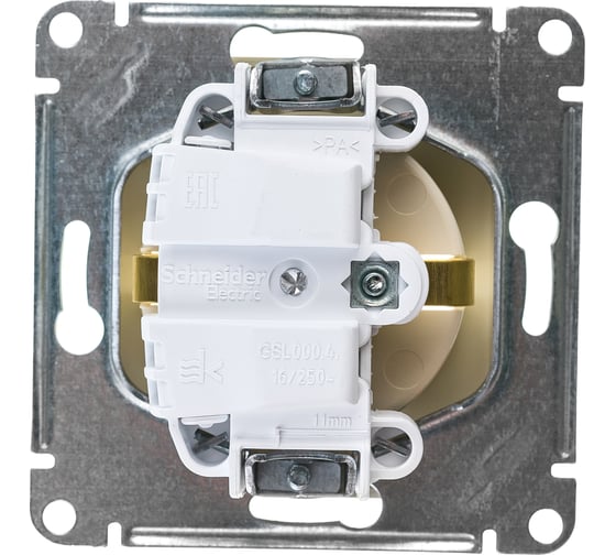 Механизм розетки Systeme Electric 1-м GLOSSA с заземлением, защитные шторки, бежевый SchE GSL000245