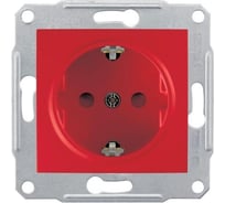 Механизм розетки Systeme Electric 1-м Sedna с заземлением, защитные шторки, красная SchE SDN3000341