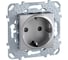 Механизм розетки Systeme Electric 1-м UNICA TOP с заземлением, защитные шторки, алюминий SchE MGU5.037.30ZD 1