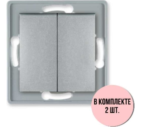 Выключатель 2-клавишный Aling-conel PRESTIGE /набор 2 шт./ МЕХАНИЗМ 10AX 250V серебряный /арт. / 6006.S Н2 1
