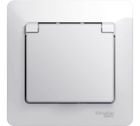 Розетка Systeme Electric 1-м GLOSSA с заземлением, защитные шторки, с крышкой IP20 белая SchE GSL000146