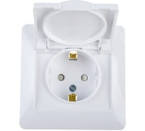 Розетка Systeme Electric 1-м GLOSSA с заземлением, защитные шторки, с крышкой IP20 белая SchE GSL000146