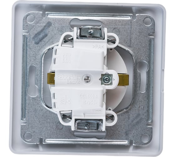 Розетка Systeme Electric 1-м GLOSSA с заземлением, защитные шторки, с крышкой IP20 белая SchE GSL000146