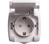 Розетка Systeme Electric 1-м ОП Рондо IP44 с заземлением, защитные шторки, белая SchE RA16-112B-BI РА16-112Б-би