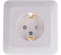 Розетка Schneider Electric 1-м СП Прима 16А 250В с заземлением, защитные шторки, белая SchE RS16-004-B РС16-004-б