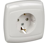Розетка Systeme Electric 1-м СП Рондо с заземлением, евро, белая SchE RS16-264-BI РС16-264-би